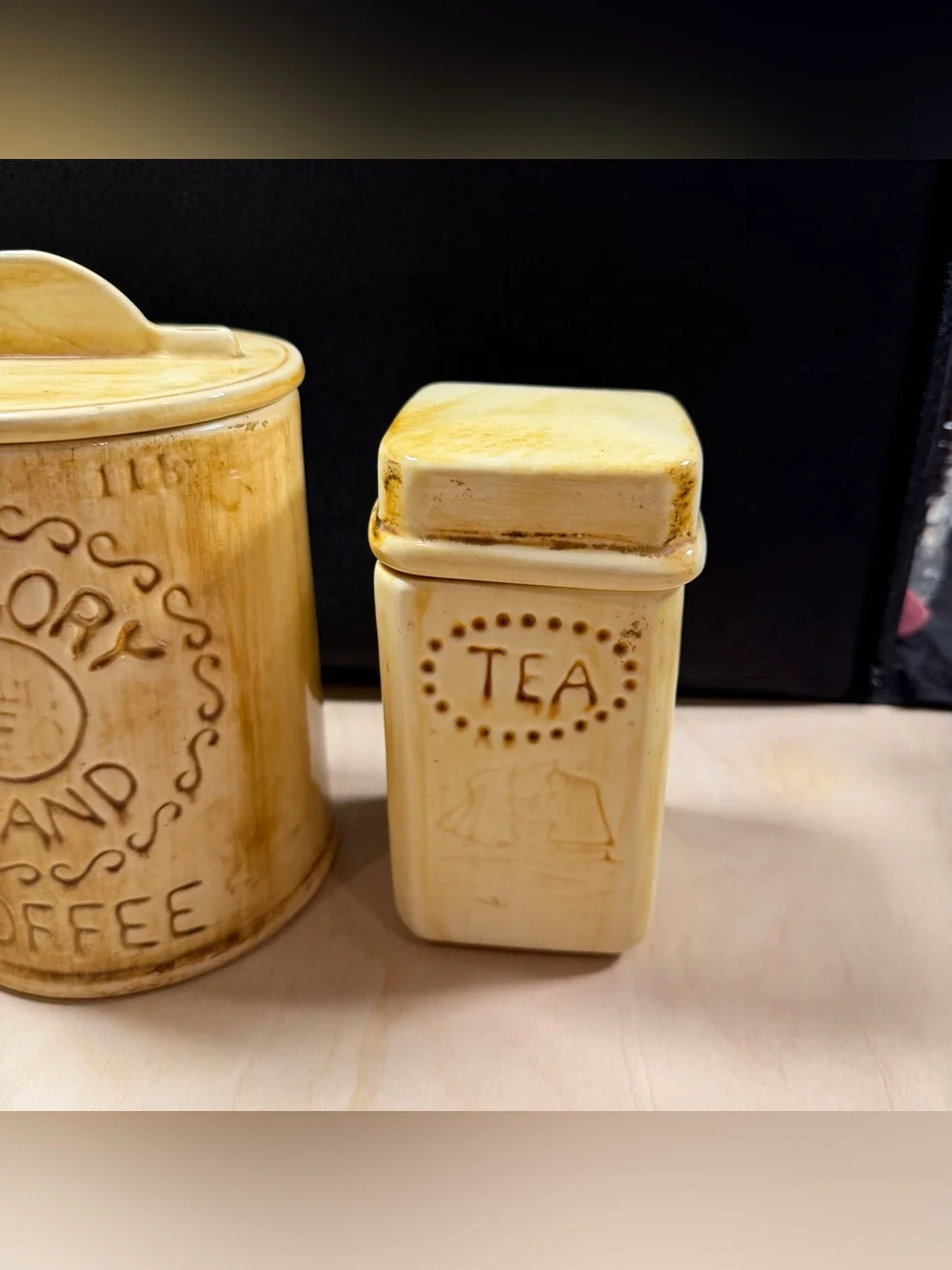 Set Of 3 Vtg 1970’s Kitchen Canister Set W/Sugar, Coffee, And Tea No Damage